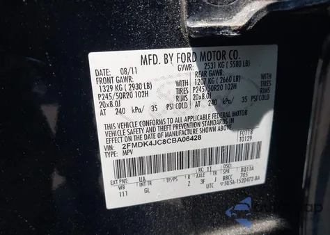 2012 Ford Edge Sel z USA, uszkodzony, nr VIN 2FMDK4JC8CBA06428